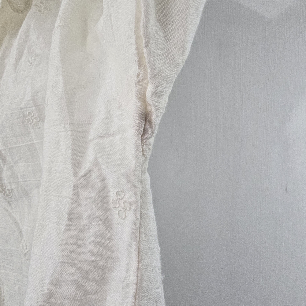Sundance Embroidered Eyelet Blouse Peter Pan Collar Half Button Long Sleeve M - Picture 8 of 12